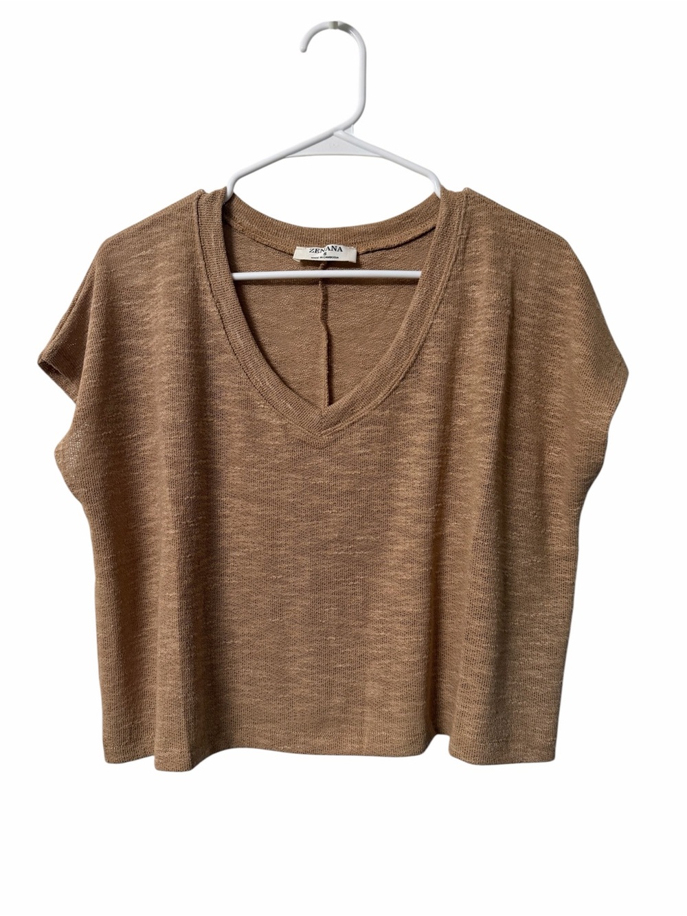 Zenana Outfitters Slub Hacci Crop Top Dark Brush